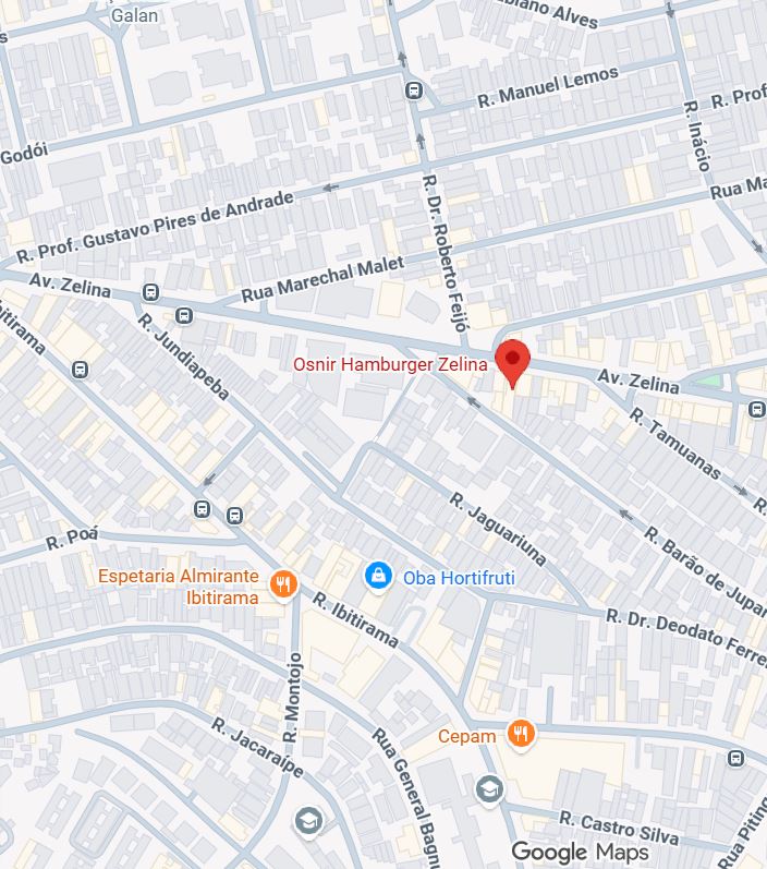 Mapa da Osnir Hamburger na Vila Zelina